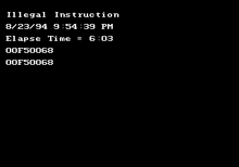 a black screen with white text that says `` illegal instruction '' .