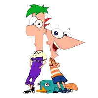 perry the platypus and phineas and ferb from phineas and ferb are standing next to each other