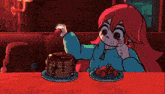 a cartoon character pointing at a sign that says grillbys