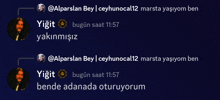 a screenshot of a conversation between yiğit and ceyhunocal12