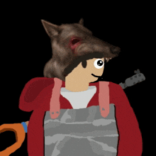 a drawing of a person with a wolf head