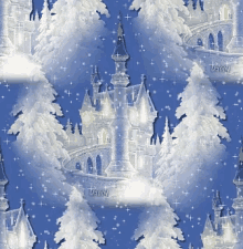 hiver chateau castle winter glitter