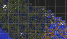 a map of a minecraft world with a blue circle in the middle