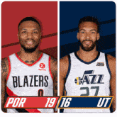 Portland Trail Blazers (19) Vs. Utah Jazz (16) First-second Period Break GIF - Nba Basketball Nba 2021 GIFs