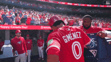 a baseball player with the name gimenez on the back of his shirt