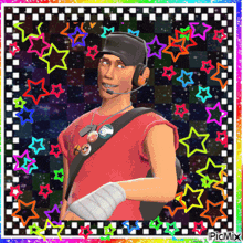 a picture of a man wearing headphones and a badge that says " i love you "