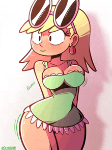 a drawing of a cartoon character with the word bounce written below her