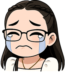 a cartoon drawing of a girl wearing glasses and a braid
