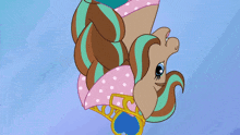 a cartoon of a pony with a key on her head