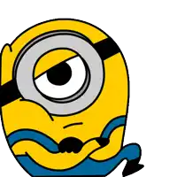 a cartoon minion with a big eye and a blue pants