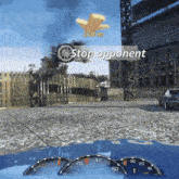 a screenshot of a video game with a stop opponent sign