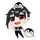 a girl with a penguin on her head is holding a penguin .