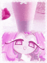 a picture of a girl with pink hair and a cup of raspberry milkshake