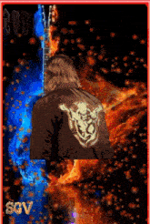 a picture of a man holding a guitar with the word sgv on the bottom right