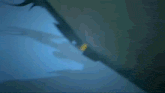 a cartoon character is flying through the air in a blue background .