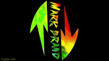 a rainbow colored mark pyramid logo with a black background