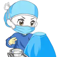 a cartoon illustration of a surgeon with a mask on
