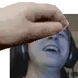 a hand is covering a man 's face in a pixel art .