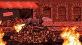 a pixel art drawing of a building with a sign that says " close "