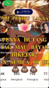 a screenshot of a video game with the words " punya hutang tag mau bayar dikejar2 "