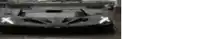 a black and white photo of a sports car with x 's on its headlights .