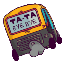 Rickshaw Driving Away Says Ta-ta Bye Bye In English Sticker - Mumbai Ka Boss Tata Bye Bye Stickers