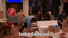 Lethal Company Stop Sign GIF - Lethal Company Stop Sign Icarly GIFs