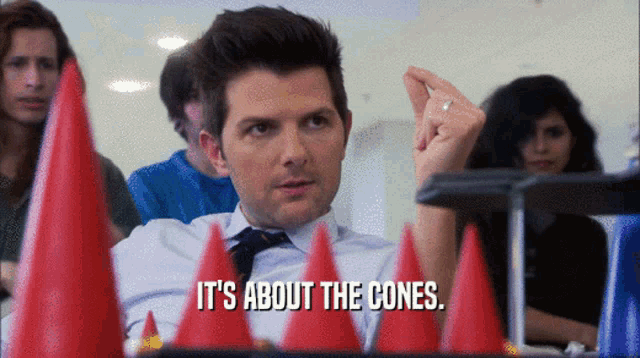 its-about-the-cones-parks-and-rec.gif