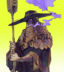 a drawing of a man with a purple hat and a purple smoke coming out of his mouth with the hashtag @happyfish