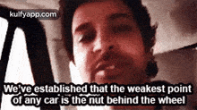 We'Ve Established That The Weakest Pointof Any Car Is The Nut Behind The Wheel.Gif GIF - We'Ve Established That The Weakest Pointof Any Car Is The Nut Behind The Wheel Reblog Hrithik Roshan GIFs