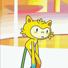 a cartoon of a yellow cat with the number 3 on its head