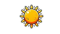 a cartoon illustration of a yellow sun on a white background