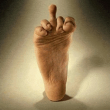 a statue of a foot with the middle finger up