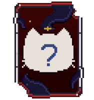 a pixel art drawing of a cat with a question mark on it