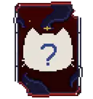 a pixel art drawing of a cat with a question mark on it