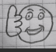 a drawing of a face with a thumbs up on it