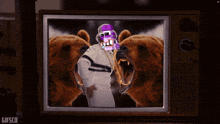 a tv screen shows two bears and the words i 'm a bad boy on the bottom