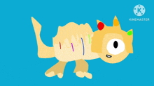 a cartoon drawing of a cat with a blue background and the words kinemaster on the bottom