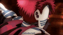 a cartoon character with red hair and the words destructive death above him