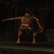 a person in a video game is standing in a dark room with a yellow light behind them