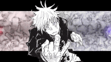 a black and white drawing of a man with a middle finger