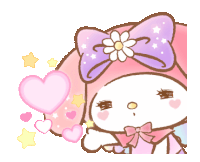 a cartoon character with a flower on her head and a bow