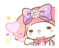 a cartoon character with a flower on her head and a bow