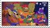 a picture of a group of teenage mutant ninja turtles on a postage stamp .