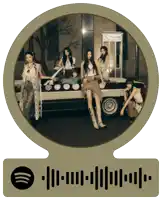 a picture of a group of women sitting in a car with a phone booth behind them