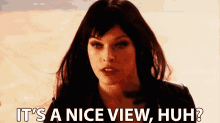 its a nice view huh pretty view right beautiful view what do you think of the view milla jovovich