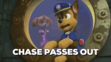 paw patrol chase passes out fainted passed out