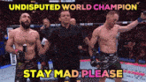 a boxing match with the words " undisputed world champion " on the top