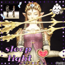 a picture of a video game character with the words sleep tight on it