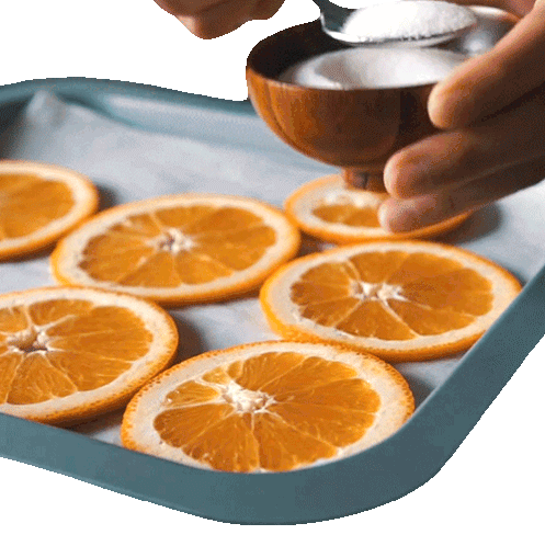 Adding Sugar On Top Of Sliced Orange Two Plaid Aprons Sticker - Adding Sugar On Top Of Sliced Orange Two Plaid Aprons Sprinkle Sugar Stickers